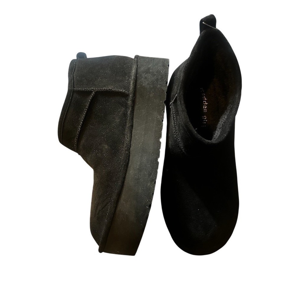 Madden Girl Womens Ankle Bootie Black Platform Pull On Lug Sole Round Toe‎
